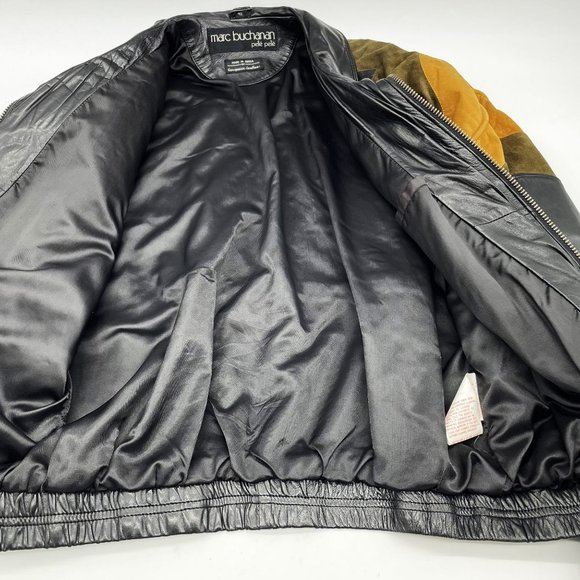 Vtg Extremely Rare Marc Buchanan Pelle Leather/Seude Mens Size-42 Bomber Jacket - Picture 6 of 12